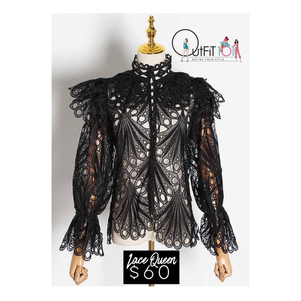Embroidered Eyelet Lace Blouse